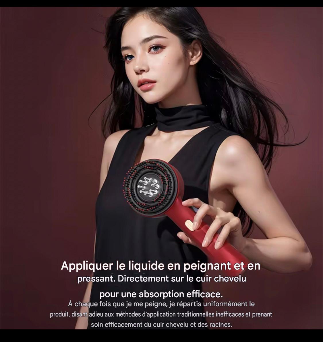 Peigne de massage électrique pour cuir chevelu, applicateur de liquide pour la luminothérapie, brosses à cheveux avec fonctions de massage