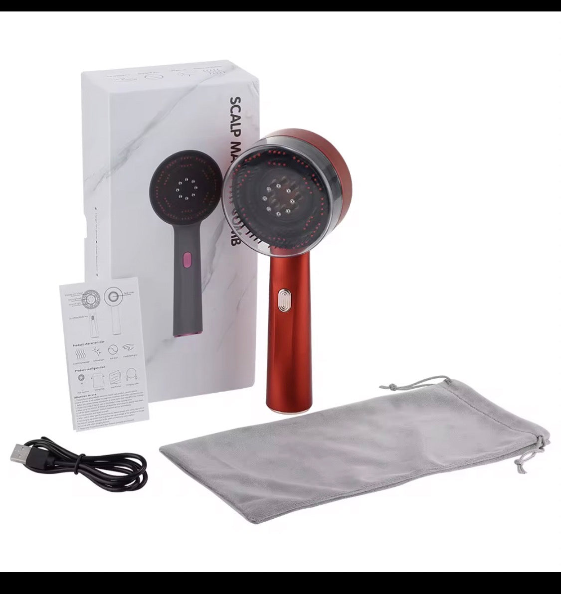 Peigne de massage électrique pour cuir chevelu, applicateur de liquide pour la luminothérapie, brosses à cheveux avec fonctions de massage
