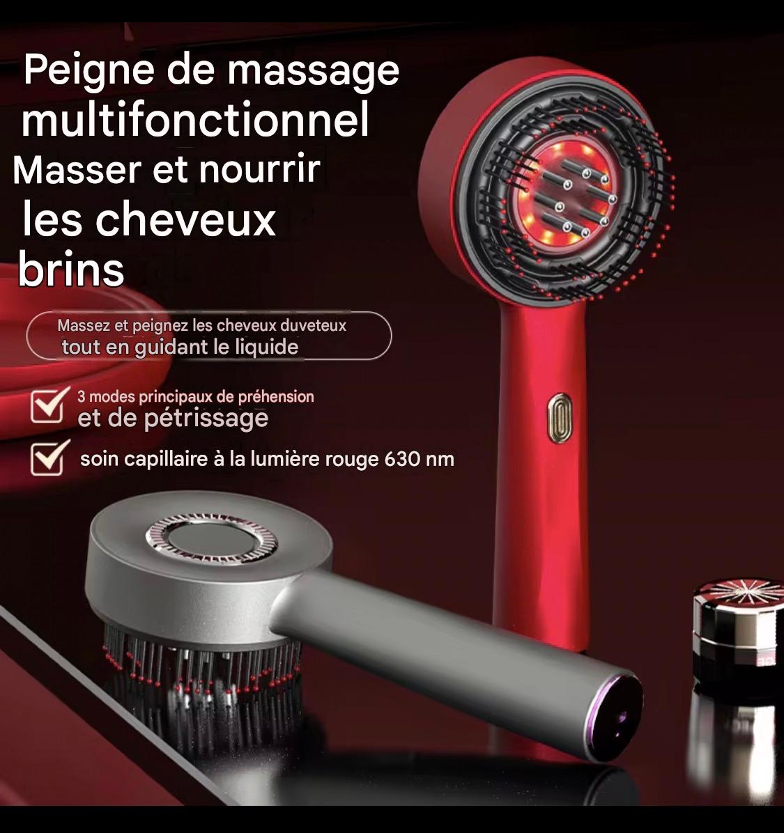 Peigne de massage électrique pour cuir chevelu, applicateur de liquide pour la luminothérapie, brosses à cheveux avec fonctions de massage